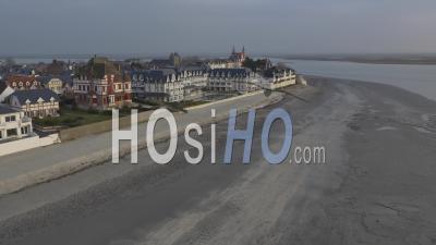 Coast And Town Of Le Crotoy, Picardy, France - Video Drone Footage