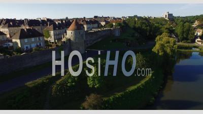 Porte Des Cordeliers The Medieval Gate And Walls At Falaise Town, Calvados, Normandy, France – Aerial Video Drone Footage