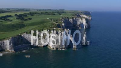 Coast And Cliffs Of Etretat, Seine-Maritime, Upper Normandy, France - Video Drone Footage