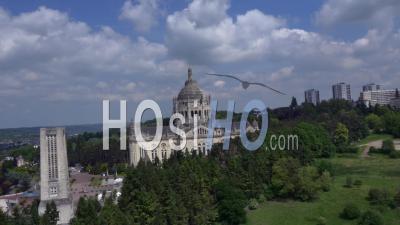 Basilica Of Lisieux, Lisieux, Lower Normandy, France - Aerial Video Drone Footage