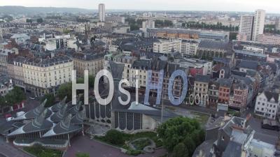 Old Market Square In Rouen - Video Drone Footage