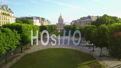 Les Invalides And The Saint-Francois-Xavier Church - Video Drone Footage