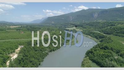 River Isere At Beauvoir-En-Royans - Video Drone Footage