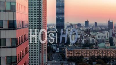 Warsaw City Center, Warsaw, Warszawa - Video Drone Footage