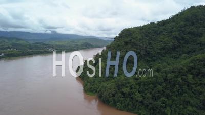 Mekong River Nearby Ban Xang Hai - Video Drone Footage