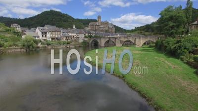 Estaing Village And Its Castle - Video Drone Footage