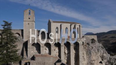 The Historic Citadelle Of Sisteron, Provence, France - Video Drone Footage