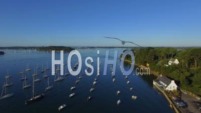 The Harbor Of Arradon In The Golfe Du Morbihan - Video Drone Footage