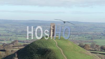 St Michael's Tower On Glastonbury Tor Glastonbury, Somerset, England - Video Drone Footage