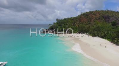 Anse Georgette Beach In Praslin Seychelles - Video Drone Footage