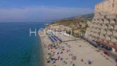 Tropea Beach And City Skyline Calabria, Italy - Video Drone Footage