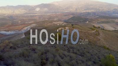 Dirt Bike Motorcycle Riders Near Granada Spain - Video Drone Footage - Video Drone Footage