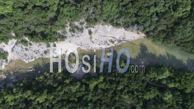 Swimming And Recreation On Barton Creek Greenbelt Austin Texas Usa - Video Drone Footage