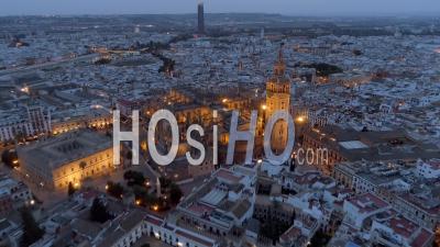 Catedral De Sevilla. Historic Cityscape And Gothic Cathedral De Seville Spain - Video Drone Footage