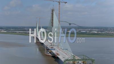 The Mersey Gateway New Bridge Construction Runcorn To Liverpool England - Video Drone Footage