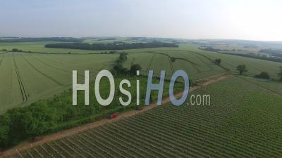 Aerial View Of Hampshire Countryside And Hambledon Vineyard Uk - Video Drone Footage