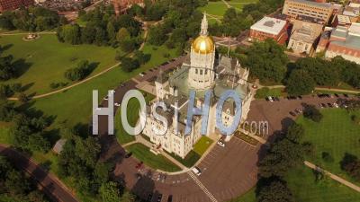 Flying Low Over State Capitol Building Hartford Connecticut - Video Drone Footage