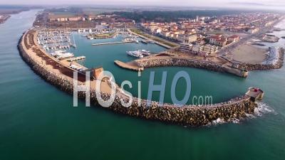 Harbour And Marina At Pisa Tuscany Italy - Video Drone Footage