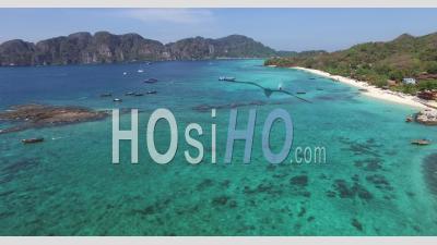 Nui Beach On Ko Phi Phi Don Island Thailand Drone Footage - Video Drone Footage