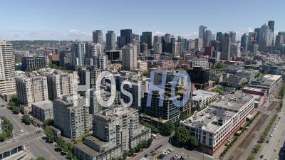 Pacific Northwest Seattle Washington Drone Video Of The Waterfront Downtown Cityscape - Video Drone Footage