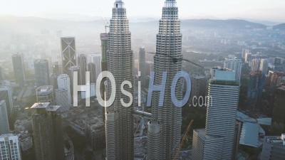 Kuala Lumpur Malaysia Petronas Twin Towers City Skyline Drone Video 4k - Video Drone Footage