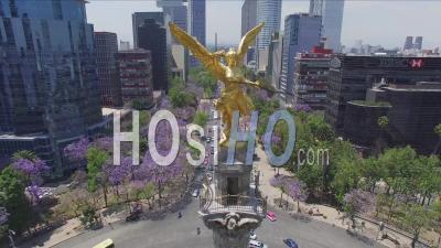 The Angel Of Independence Paseo De La Reforma Mexico City - Video Drone Footage