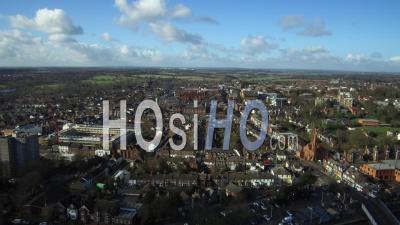 Victoria Square Commercial District St Albans Herfordshire Uk - Video Drone Footage