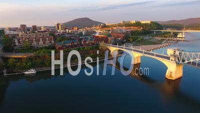 Aerial Sunrise Over Chattanooga Tennessee - Video Drone Footage