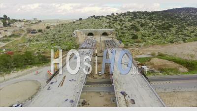 Projet De Construction D'une Grande Autoroute De Ponts Et Tunnels En Israël - Vidéo Drone