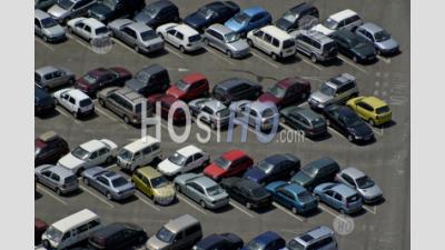 City Of Gibraltar Aerial View Of A Parked Cars Near Cable Car Departure Station - Aerial Photography
