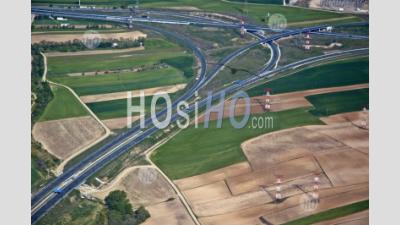 Highways Running Through The Seville Countryside, As Seen From An Airplane, Seville, Andalusia, Spain. - Aerial Photography