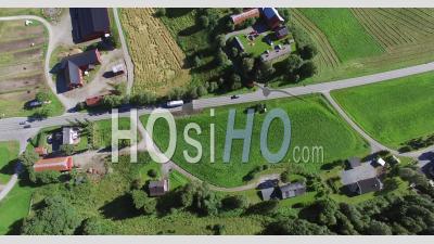 Summer Countryside In Steinkger In Norway - Video Drone Footage