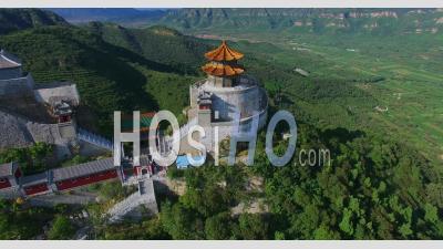 Tao's Temple On Yajishan Mountain Peaks, Beijing China - Video Drone Footage