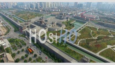Mur De La Ville De La Ville De Datong, Shanxi Chine - Vidéo Drone