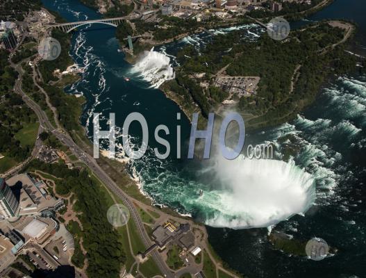 Waterfalls That Together Are Known As Niagara Falls On The Niagara River Along The Canada U.S. Border. - Aerial Photography