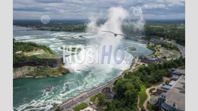 Waterfalls That Together Are Known As Niagara Falls On The Niagara River Along The Canada U.S. Border. - Aerial Photography