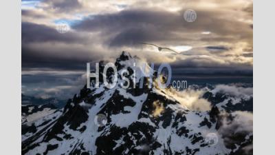 British Columbia Coastal Mountains Covered In Clouds - Aerial Photography
