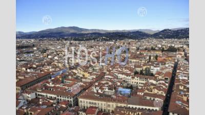 Ponte Vecchio In Florence, Italian Region Of Tuscany, Italy - Aerial Photography