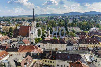 Melk City And Danube River, Austria - Aerial Photography