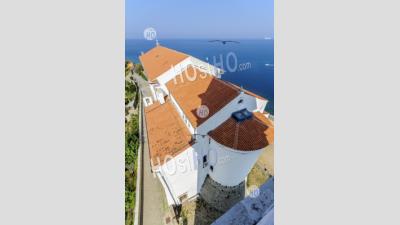 Panorama View At Central Part Of Piran Town In Southwestern Slovenia - Aerial Photography