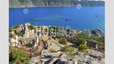 Kalekoy Village On The Mediterranean Coast. Demre District In The Antalya Province Of Turkey - Aerial Photography