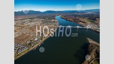 Golden Ears Bridge And Fraser River - Aerial Photography