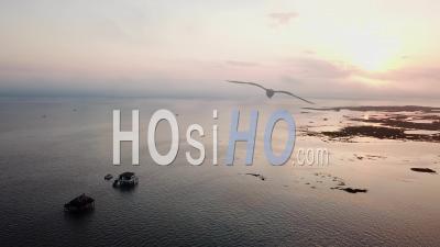 Two Cabanes Tchanquees, Bassin D'arcachon, France, Video Drone Footage