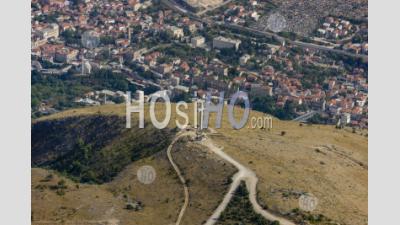  Cross Monument In The Hills Of Village Of Mostar Republika Srpska, Bosnia And Herzegovina - Aerial Photography