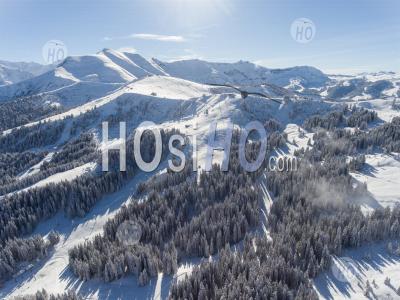 The Saint-Gervais-Les-Bains Ski Resort, Seen By Drone - Aerial Photography