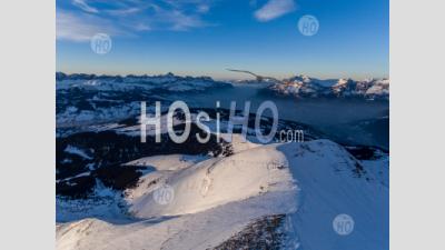 Pollution De La Vallée De L'arve Depuis Le Mont Joly Vue Par Drone - Photographie Aérienne