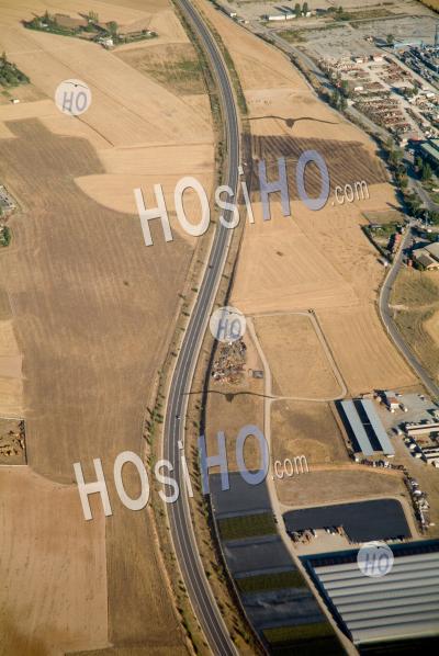 Aerial View Of A Highway Nearby Madrid In Spain - Aerial Photography