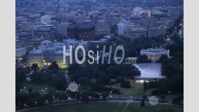 Usa Washington Dc Above The City And The White House Viewed From Georges Washington Tower At Night - Aerial Photography