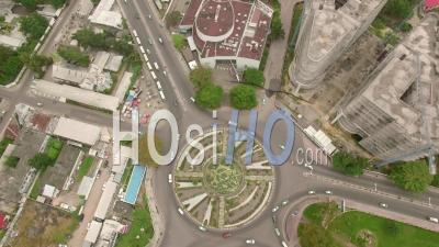 Roundabout Of The Place De La Liberte In Brazzaville, Video Drone Footage