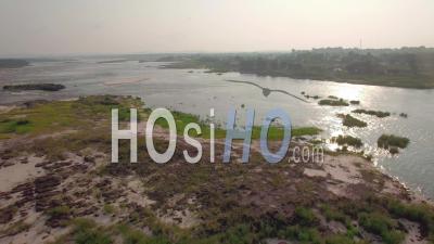The Congo And The Cataractes Beach In Brazzaville, Video Drone Footage